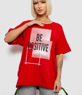 Футболка женская с принтом, цвет красный, 244R4011