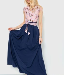 Платье с цветочным принтом, цвет сине-розовый, 230R79