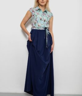 Платье с цветочным принтом, цвет мятно-синий, 230R79