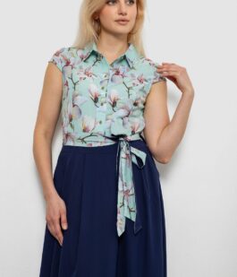 Платье с цветочным принтом, цвет мятно-синий, 230R79