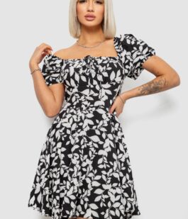 Платье женское с принтом софт, цвет черный, 257R811-2