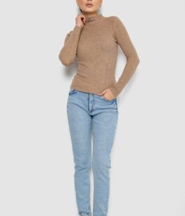 Водолазка женская трикотажная, цвет темно-бежевый, 204R035