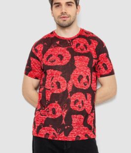 Футболка мужская с принтом, цвет красный, 244R6034