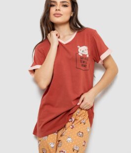 Пижама женская, цвет терракотовый, 243R1602-017