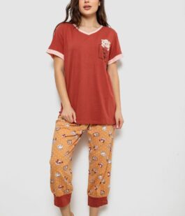 Пижама женская, цвет терракотовый, 243R1602-017