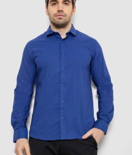 Рубашка мужская однотонная с принтом, цвет электрик, 186R6918-1