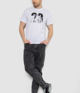 Футболка мужская с принтом, цвет белый, 241R1906