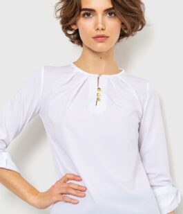 Блуза однотонная, цвет белый, 230R1122-3
