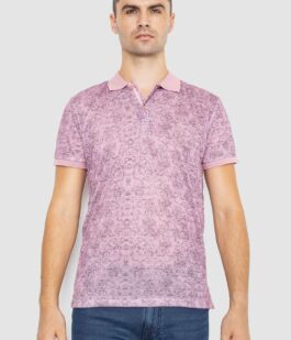 Поло мужское с принтом, цвет светло-сиреневый, 247R316