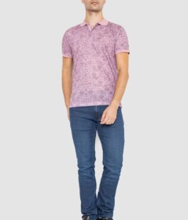 Поло мужское с принтом, цвет светло-сиреневый, 247R316