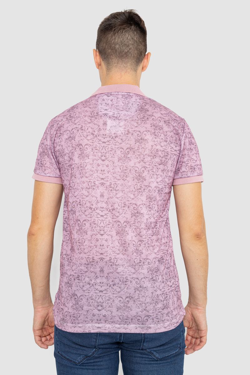 Поло мужское с принтом, цвет светло-сиреневый, 247R316 — изображение 4