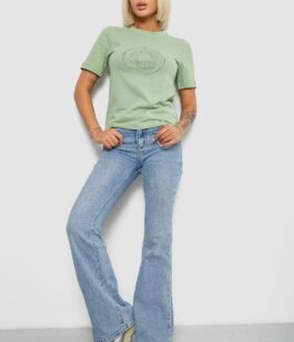 Футболка женская с принтом, цвет оливковый, 241R139