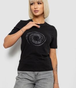 Футболка женская с принтом, цвет черный, 241R139