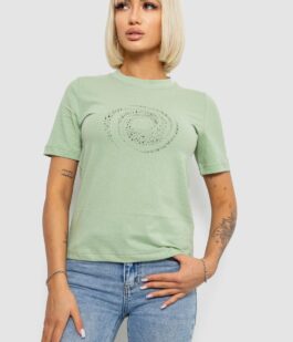 Футболка женская с принтом, цвет оливковый, 241R139
