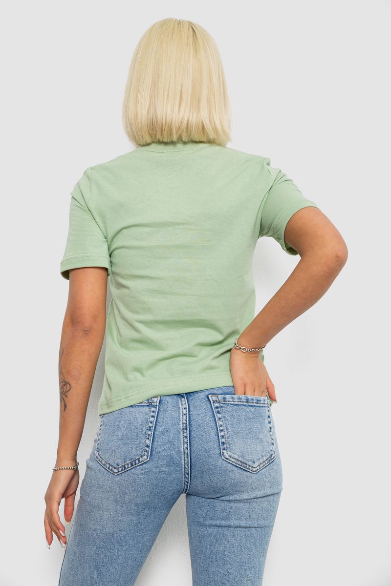 Футболка женская с принтом, цвет оливковый, 241R139 — изображение 4