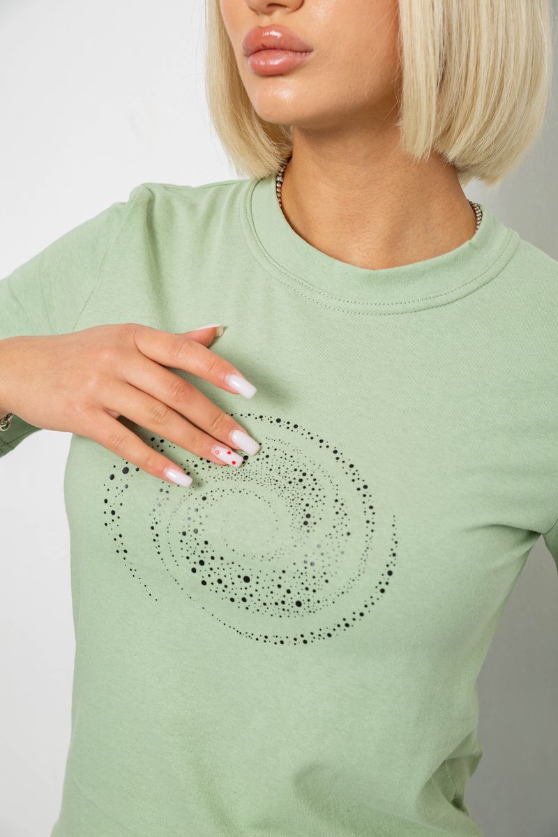 Футболка женская с принтом, цвет оливковый, 241R139 — изображение 5