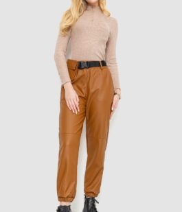 Штаны женские из экокожи, цвет коричневый, 186R5205