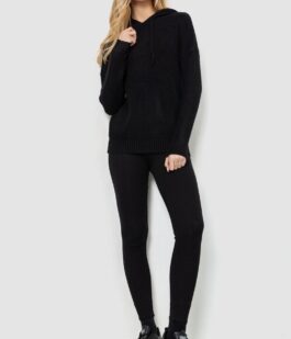 Кофта-батник женская с капюшоном, цвет черный, 244R2029