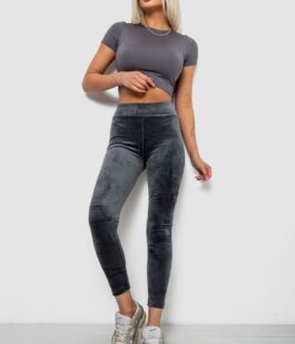 Лосины женские велюровые однотонные, цвет серый, 214R263