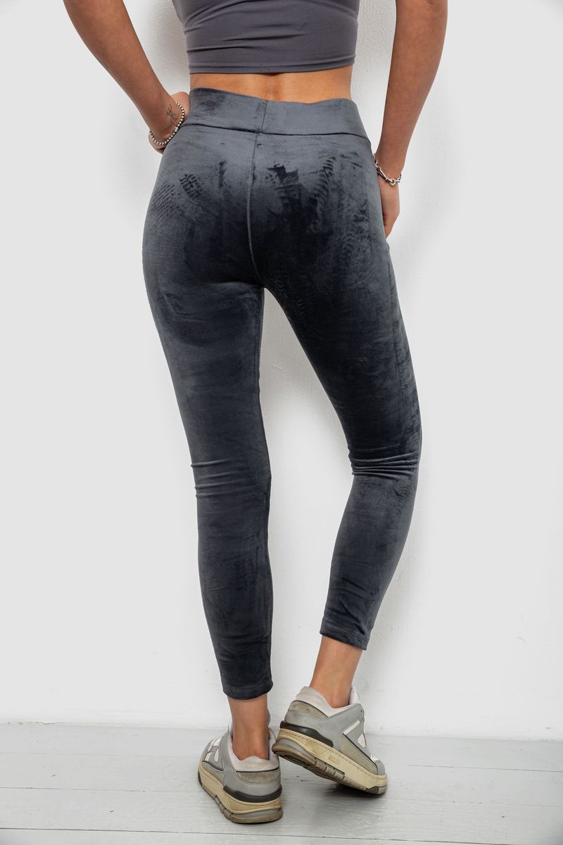 Лосины женские велюровые однотонные, цвет серый, 214R263 — изображение 4