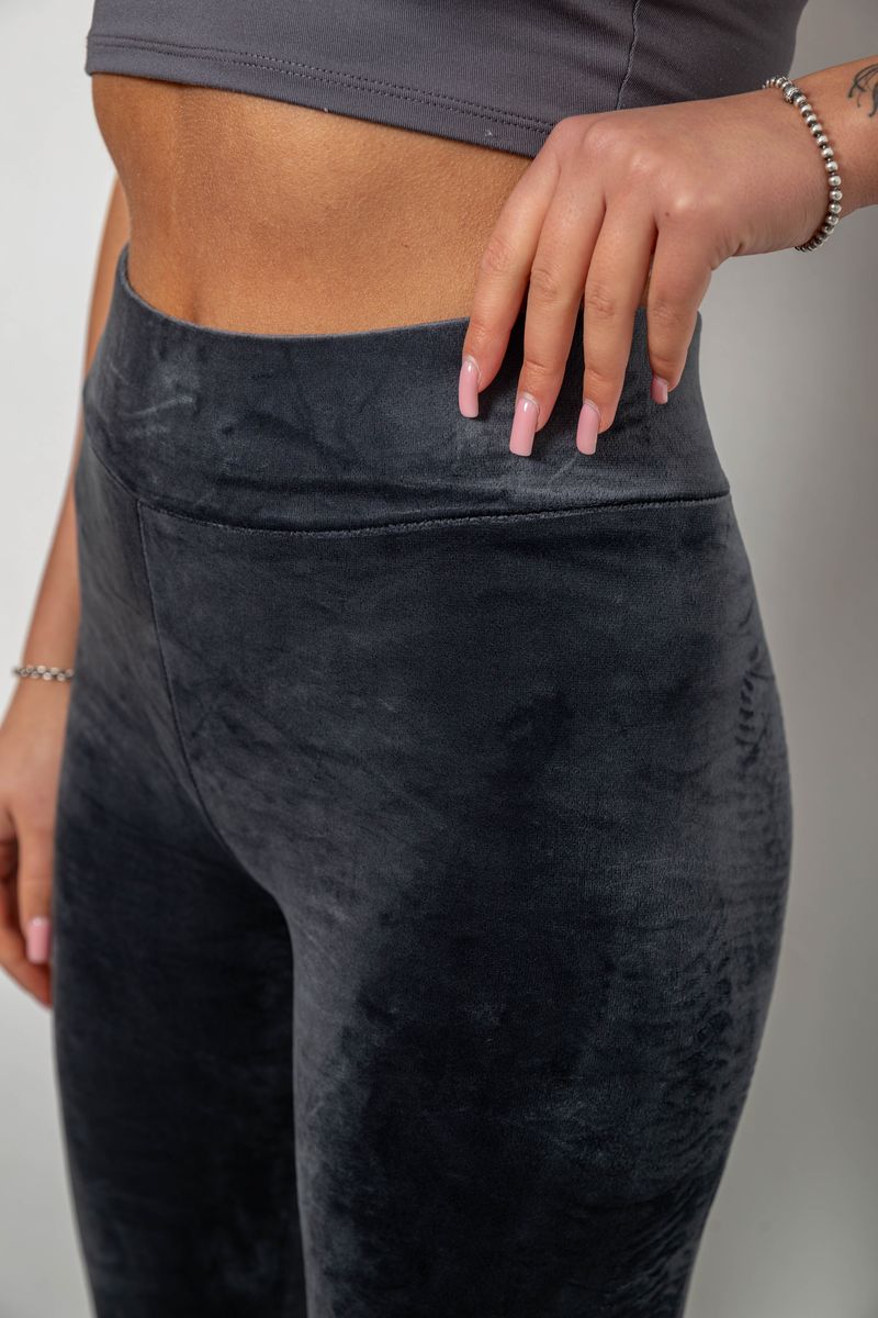 Лосины женские велюровые однотонные, цвет серый, 214R263 — изображение 5