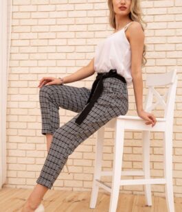 Женские укороченные брюки, в клетку, цвет Серый, 172R9313-2