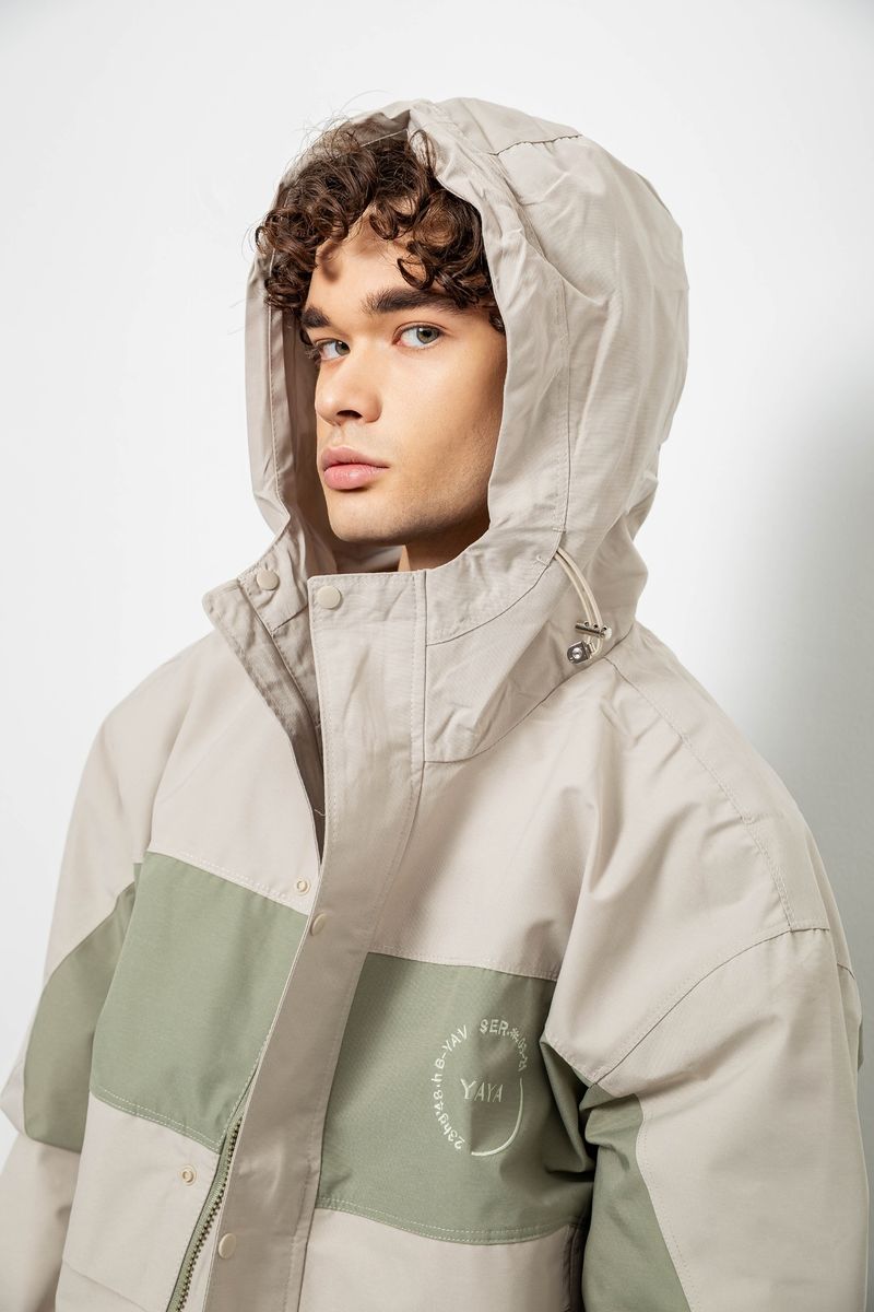 Ветровка мужская с принтом, цвет бежевый, 214R603-1 — изображение 9