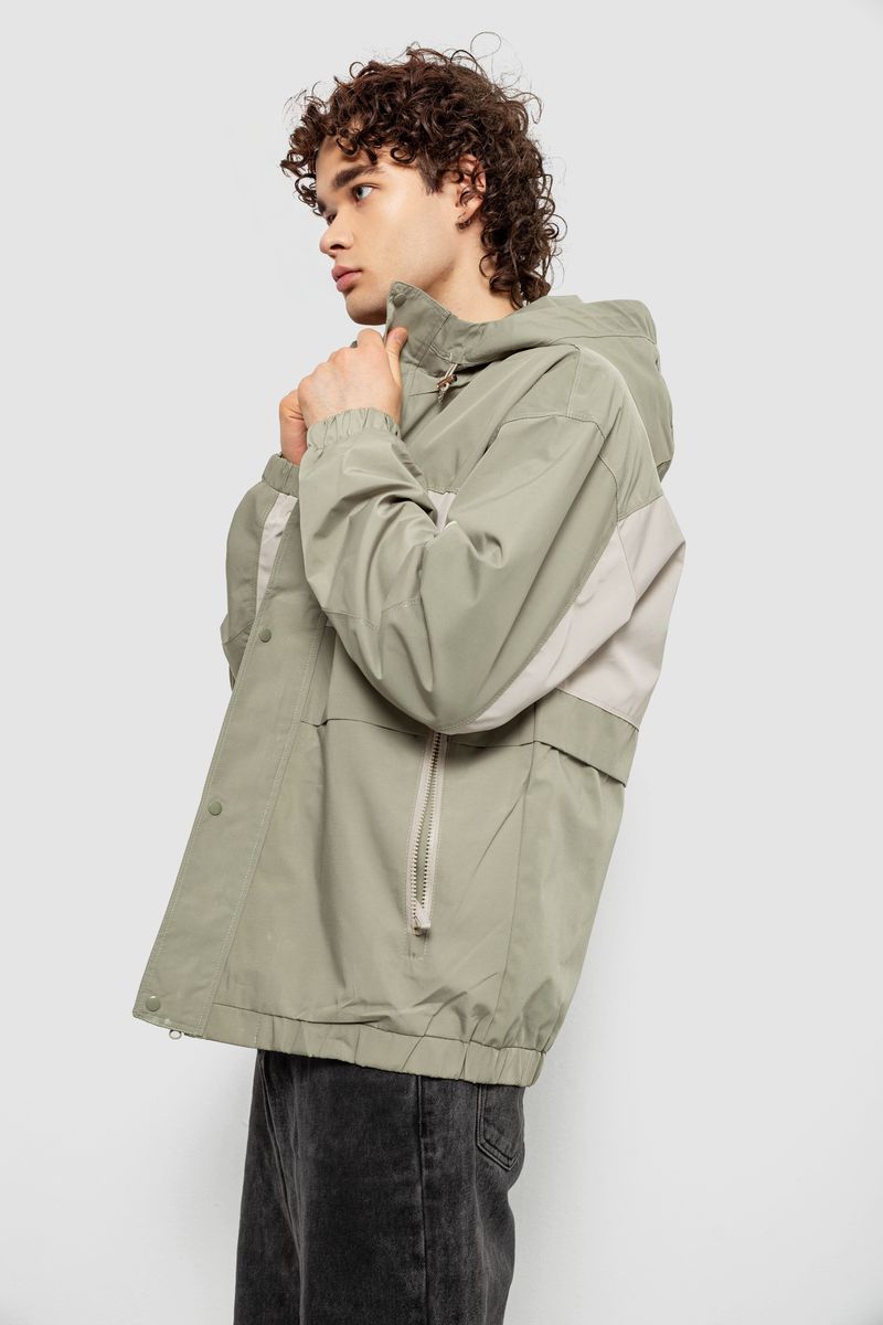 Ветровка мужская с принтом, цвет оливковый, 214R603-1 — изображение 4
