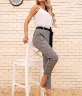 Женские укороченные брюки, в клетку, цвет Серый, 172R9313-1