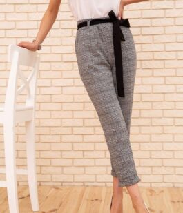 Женские укороченные брюки, в клетку, цвет Серый, 172R9313-1