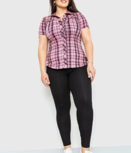 Рубашка женская в клетку, цвет розово-серый, 230R065