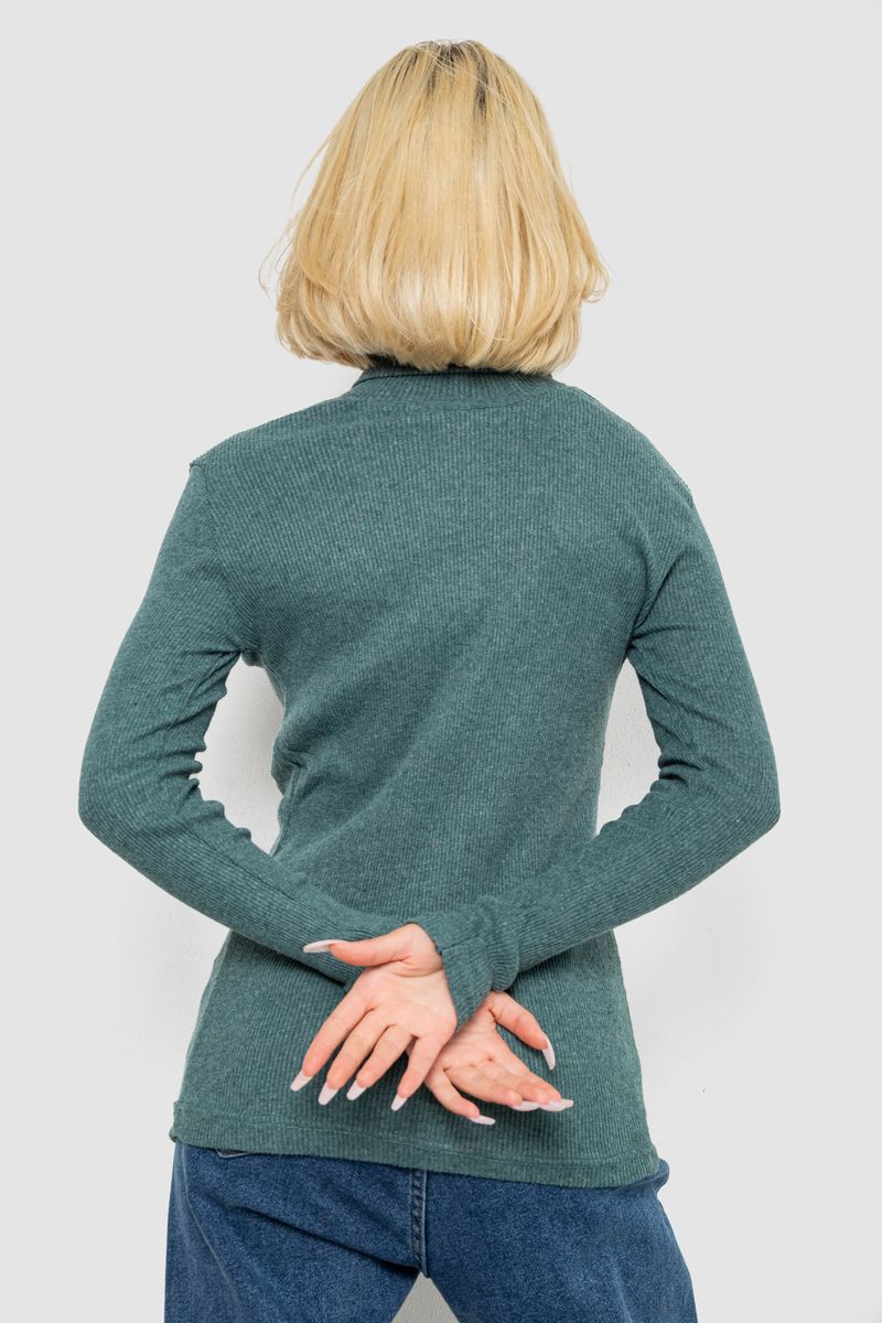 Гольф женский однотонный в рубчик, цвет зеленый, 238R803 — изображение 4