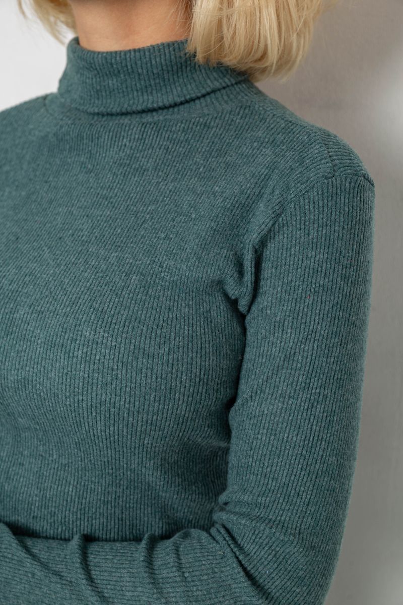 Гольф женский однотонный в рубчик, цвет зеленый, 238R803 — изображение 5