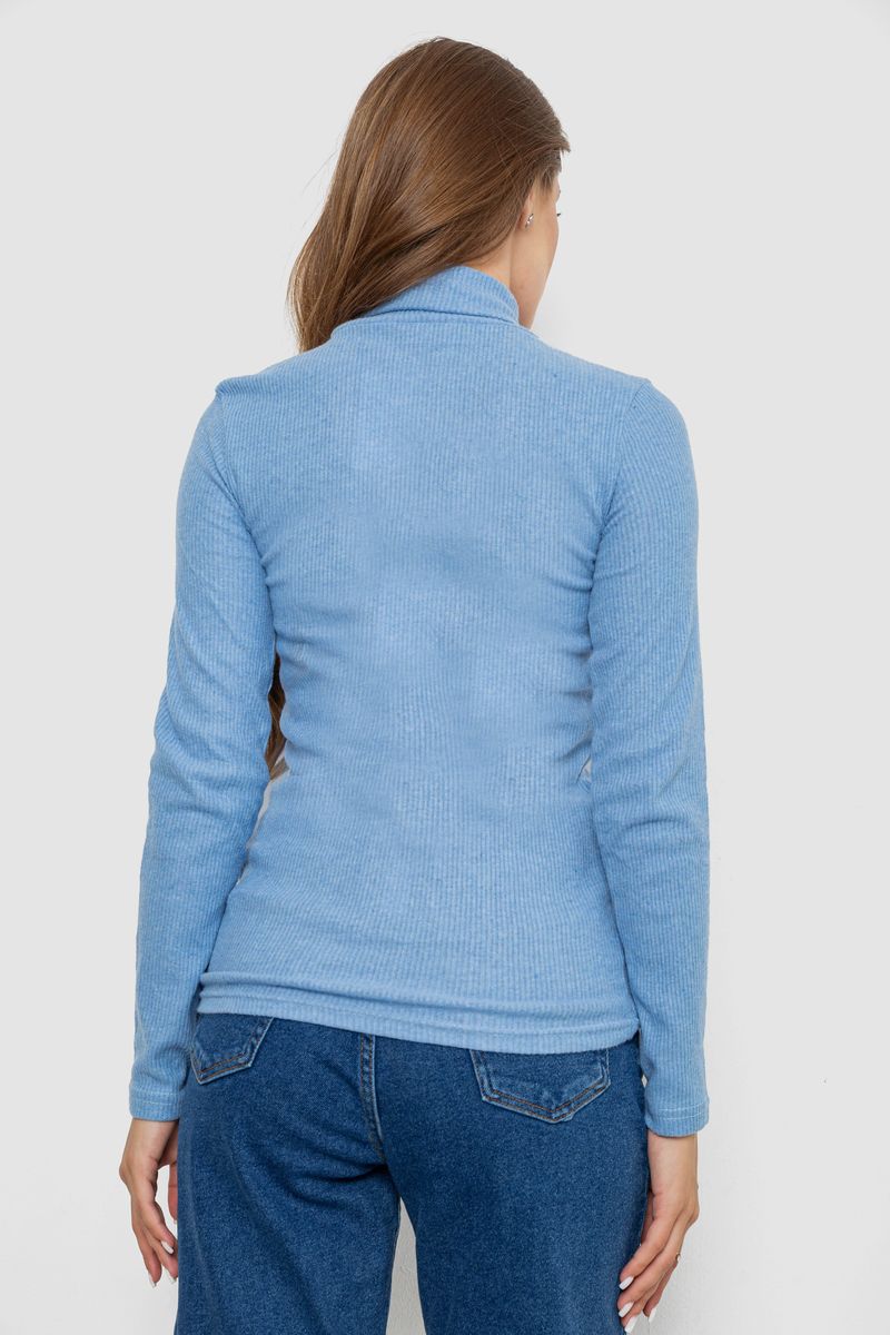 Гольф женский однотонный в рубчик, цвет голубой, 238R803 — изображение 4