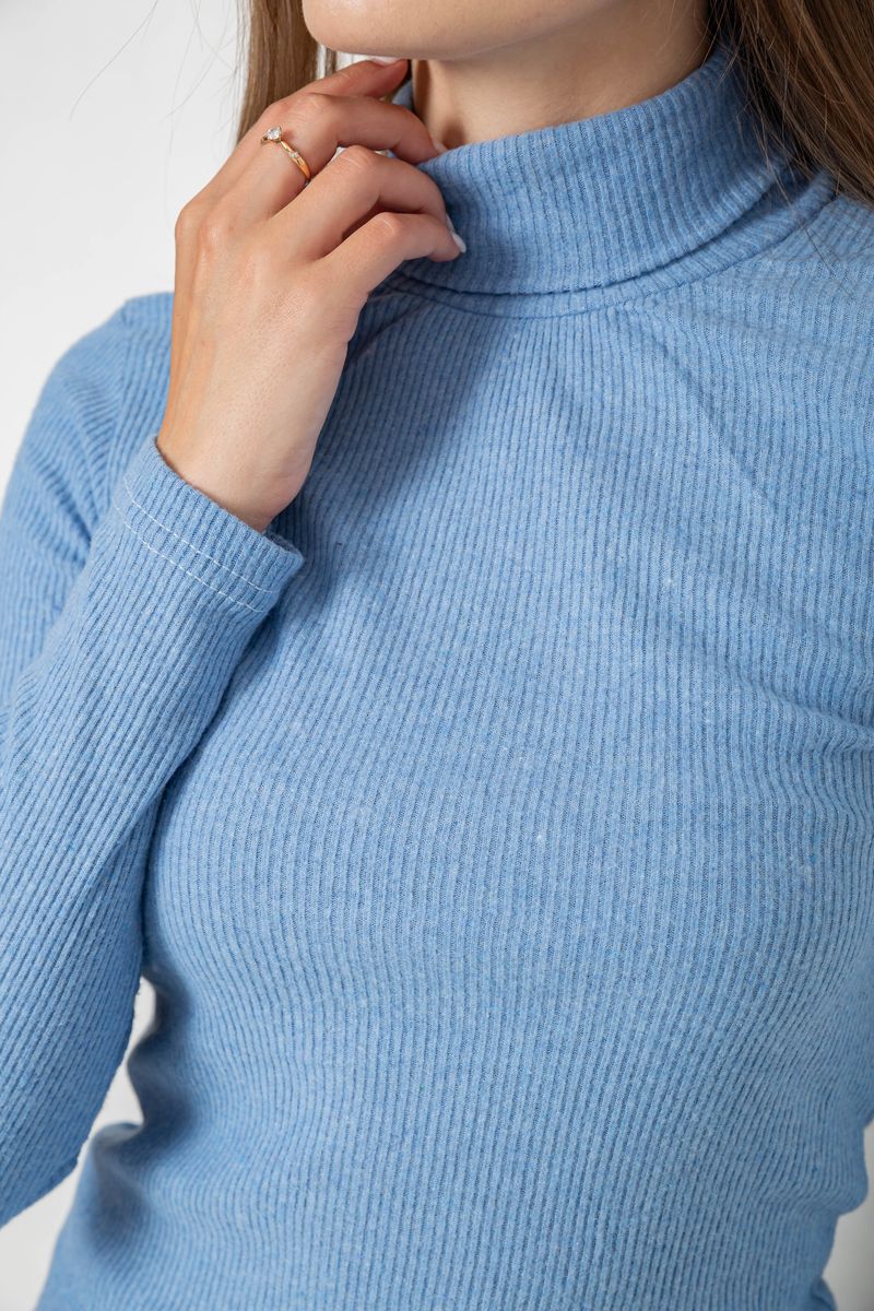 Гольф женский однотонный в рубчик, цвет голубой, 238R803 — изображение 5