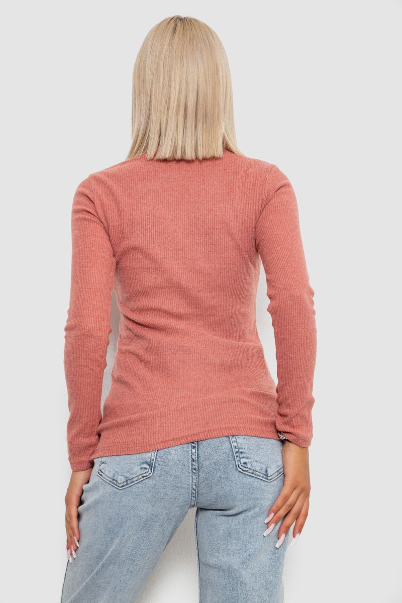 Гольф женский однотонный в рубчик, цвет коралловый, 238R803 — изображение 4