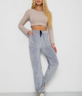 Штаны женские велюровые, цвет серый, 238R58168