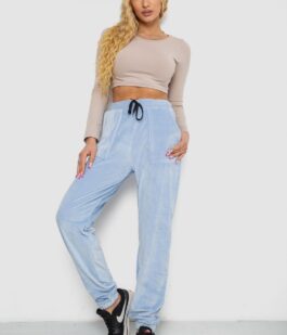 Штаны женские велюровые, цвет голубой, 238R58168