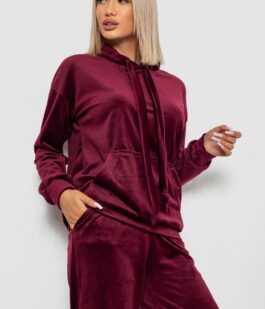 Спортивный костюм женский велюровый, цвет бордовый, 241R1530-5