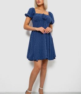 Платье женское в горошек софт, цвет синий, 257R811-1