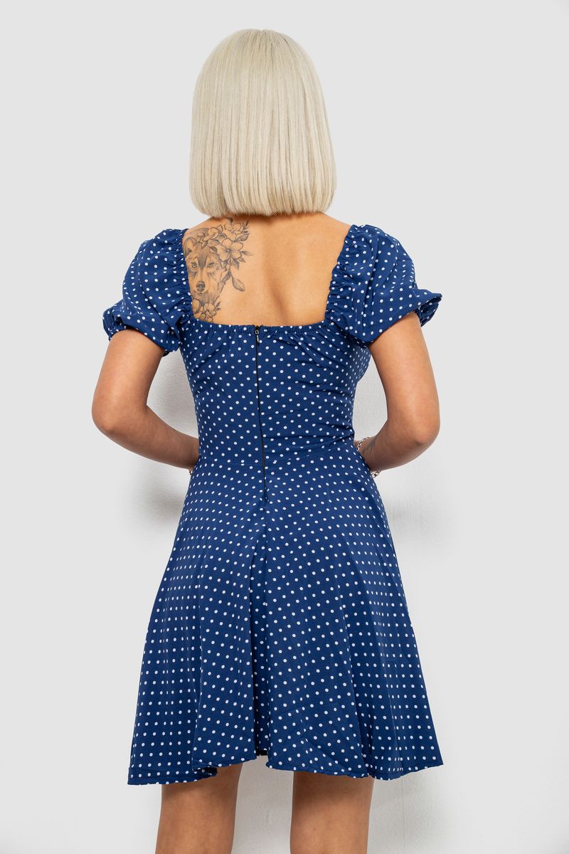 Платье женское в горошек софт, цвет синий, 257R811-1 — изображение 4