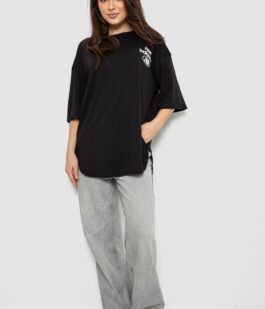 Футболка женская с принтом, цвет черный, 244R2030