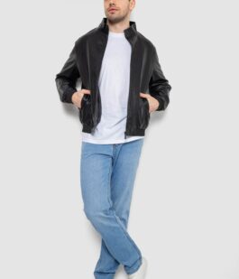 Куртка мужская экокожа, цвет черный, 244R717