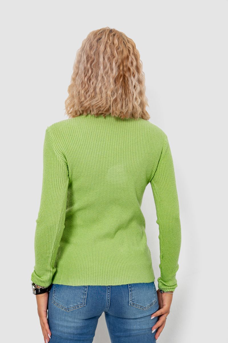 Кофта женская однотонная базовая, цвет салатовый, 244R2032 — изображение 4