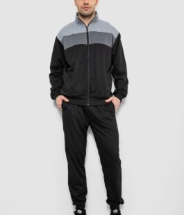 Спортивный костюм мужской, цвет черно-серый, 244R9160