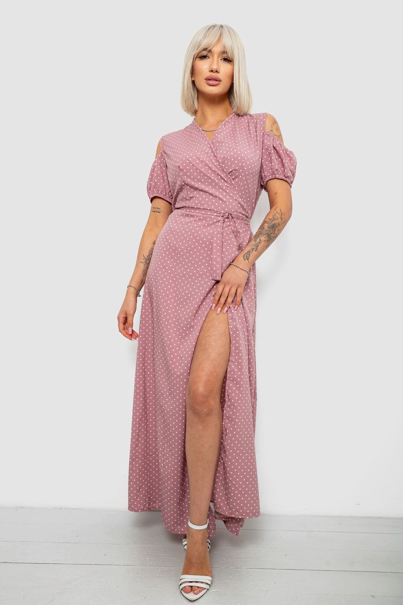 Платье женское на запах в горошек софт