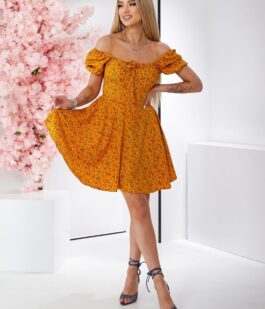 Платье женское с принтом софт, цвет горчичный, 257R811