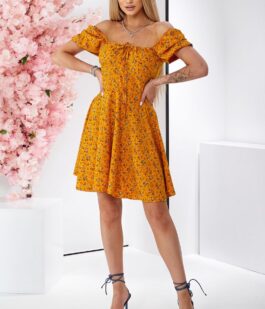 Платье женское с принтом софт, цвет горчичный, 257R811
