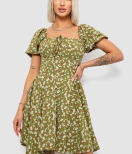 Платье женское с принтом софт, цвет оливковый, 257R811