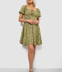 Платье женское с принтом софт, цвет оливковый, 257R811